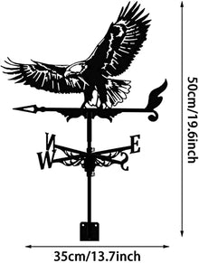 Wind Vane Metal Weathervane Weathercock Wind Direction Indicator Retro Weather Vanes Garden Creative Stainless Steel Roof Mount for Farm Yard Home Decor Gift (Rooster 1) (Bald Eagle)