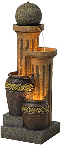 John Timberland Sphere Jugs and Columns 50" Rustic Fountain with Light