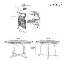roomfitters 5-Piece Outdoor Patio Dining Set with Extendable Round Table and 4 Rattan Armchairs, Natural