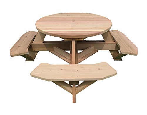 Western Red Cedar 45" Round Top Picnic Table w/Easy Seating