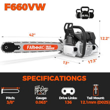 FARMMAC F660VW 92cc Gas Chainsaw, 42 Inch Alloy Bar & Chain, 5.2KW 7HP 2-Cycle Gasoline Chainsaw, Professional Chainsaw for Extra-Large Felling, and Heavy-Duty Forestry – Compatible with MS660 G660