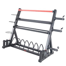 Sunny Health & Fitness All-In-One Weights Storage Rack Stand Black