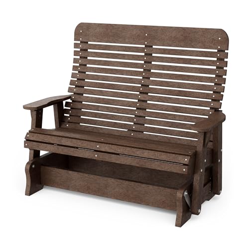 Wildridge Signature Double Glider Outdoor Weather Resistant Poly Bench Tudor Brown