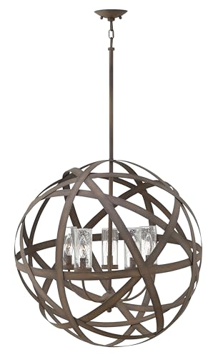 Hinkley Carson Collection 26.25" Five Light LED Outdoor Large Orb Pendant Vintage Iron