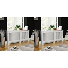 EDNRSOG White MDF Radiator Covers 2 pcs 67.7" Modern Slatted Design Heating Cover Cabinet for Living Room Decoration and Additional Shelf Space