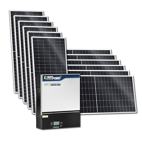ExpertPower 6480W Solar Power System Kit | 48V - 120V 6.5KW Hybrid Solar Inverter, 540W Bifacial Solar Panels x 12, 120A MPPT Controller | Residential, Back Up, Home, Cabin, Off Grid