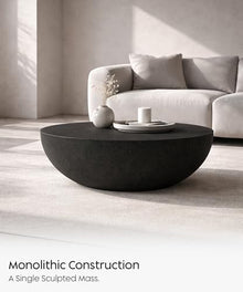 eldimer no.102 GFRC Concrete Coffee Table 43.3” - Handcrafted Round Modern Architectural Table, Weather Resistant, Indoor & Outdoor, 145 lbs Solid Cement Construction for Patio or Living Room
