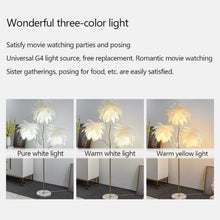 Dalumian Natural Feather Floor Lamp, Modern LED Dimmable Real Feather Standing Lamp, for Living Room Floor Lamp Bedroom and Office, G4 Bulbs, 39.37"*19.69"*70.87 "(Blue)