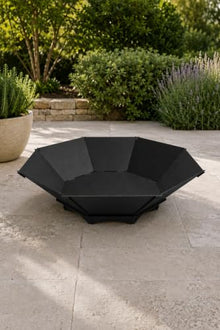 Octahedral Fire Pit 47.2 x 47.2 x 13.4 inches, 0.12 in Steel Sheet Garden Patio Fireplace, Outdoor Living Decor, Fully Assembled, Modern Geometric Design, Black Matte Finish