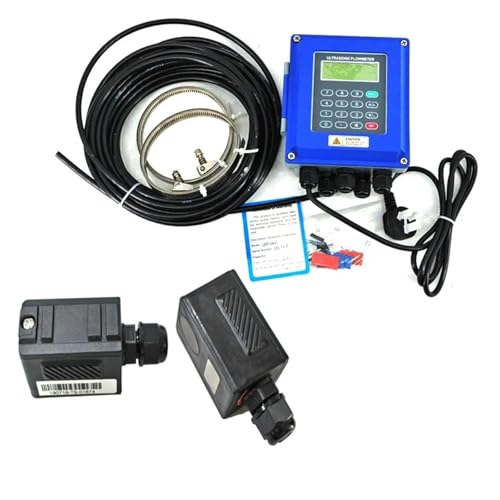 Water Flow Meter, TUF-2000B Wall Mounted Water Flow Meter Transducer TS-2/TM-1-HT Optional SD Storage Clamp Sensor Liquid Ultrasonic Flowmeter,for Outdoor Garden Hose Watering(Host and TL-1-HT)