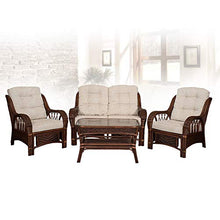 Wickerix Alexa Living Sofa/Loveseat Dark Walnut Color Natural Rattan Wicker Handmade Design with Cushion