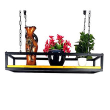 KAJIAO Solid Wood Ceiling-Type Flower Rack Vintage Ceiling Mounted Hanging Metal Storage Shelf Restaurant Decoration Holder Adjustable Height Plant Shelves & Cabinets(120x25x15cm)