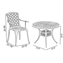 Gardenised Bronze Indoor and Outdoor Dining Set with 4 Chairs and 1 Table, Bistro Patio Cast Aluminum