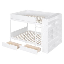 Brisca Full Over Full Bunk Bed with Storage Drawers and Cabinet White