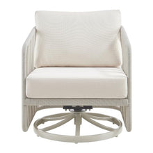 Breeze Cream Metal Outdoor Swivel Lounge chair with Pearl Cushions