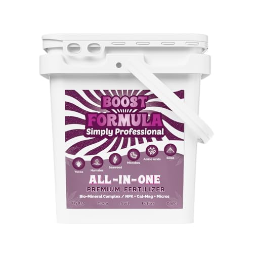 Boost Formula – Premium Fertilizer for Indoor & Outdoor Plants – Organic Mineral Hybrid Bloom Booster – Water-Soluble Plant Food with Seaweed – Made in USA - 25 LB Bucket