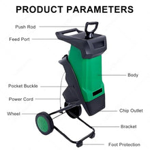 2400W Leaf Mulcher Shredder with 50L Large‑capacity Collection Bag