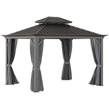 Outsunny 10' x 12' Hardtop Gazebo with Curtains and Netting Charcoal Gray