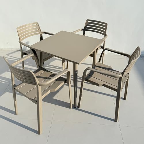 TBJEN Outdoor Table and Chair Set, Outdoor Balcony Leisure Small Round Table with Chairs, Portable Folding Small Coffee Table and Chair Combination, Waterproof and Anti-Corrosion(4-70CM)