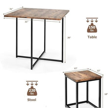FURUIM2024M Dining Table Four Person Dining Table Set Kitchen and Dining Table Set 4 Square stools Table and Chairs Dining