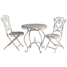 FENOKD Old Iron Table and Chair Set Suitable for Patio Patio Backrest Outdoor Coffee Table Home Gardening Decoration Exquisite Pattern 27.5 Inches Retro White