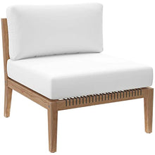 Modway Clearwater Outdoor Patio Teak Wood Sofa in Gray White