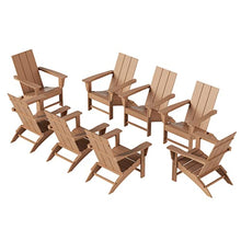 WestinTrends Ashore Ashore 8-Piece Modern Poly Folding Adirondack Chair Set, Teak