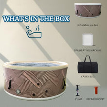 Inflatable Hot Tub Portable PVC Outdoor Spa with Heater Pump and Insulated Cover, Available in 59”, 71”, and 82” Sizes Ideal for Home Backyard Relaxation (Stripe, 82”x82”x26”)