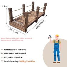 TT-YEL Outdoor Wooden Garden Bridge with Rope Handrail, 4.6/5.9Ft Rectangular Footbridge, Vintage Country Pond Bridge Decoration, 300Kg Load-Bearing, Walking Landscape Bridge,L180×w80×h65cm