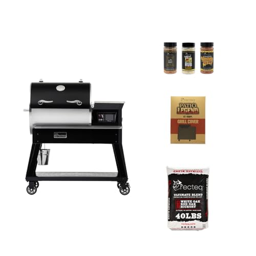 recteq Patio Legend 600 Pellet Smoker, Pellet Grill with Wifi & App Connectivity, Outdoor Smokers Grills, Wood Pellet Grills, Temp Range 180° to 700+°, Smoker Grill + Grilling Basics Bundle