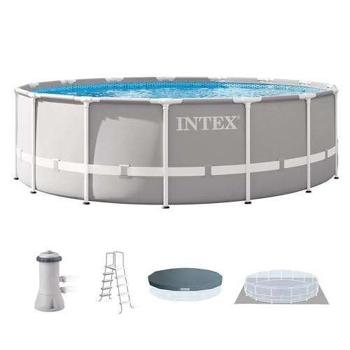 INTEX Prism Frame 15ft x 48in Round Above Ground Swimming Pool Set w/Pump