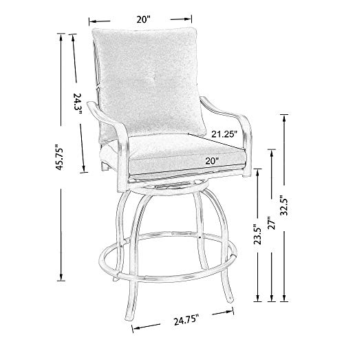 PATIO TREE Outdoor Counter Height Bar Stools Set of 6 Black