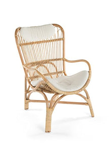 KOUBOO Rattan Loop Lounge Chair with Seat and Head Cushion, Natural Color, Large,