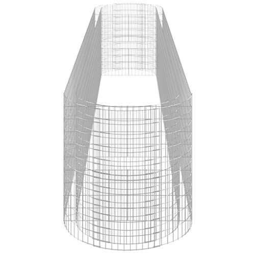 Gabion Raised Bed Galvanized Iron 236.2"x39.4"x39.4" with Self-Watering Ceramic Flower Pots in White and Black