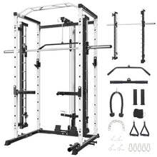 STMHOM Power Cage 1600 Lbs with Smithbar & LAT Pulldown White