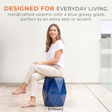 Emissary - Lg Brilliant Matrix Stool/TBL, Blue 18x22 H