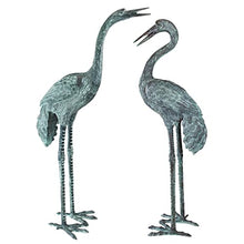 Design Toscano Emerald Verde Large Cranes Cast Bronze Garden Statue Set Verdigris