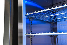 Mont Alpi Premium 27"H x 18.5"D x 17.5"D Stainless Steel All Weather Outdoor Refrigerator 2.7 cu. ft. Glass Door Fridge with Temperature Control + Lockable Door + Adjustable Shelves + Blue Lighting