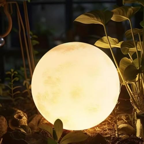 SJENG Waterproof Moon Lamp with Resin Lampbody,Wiring Powered Globe Shape Outdoor Light,Unique Lighting for Staircase Swimming Pool and Yard(Wiring Powered-19.68in)