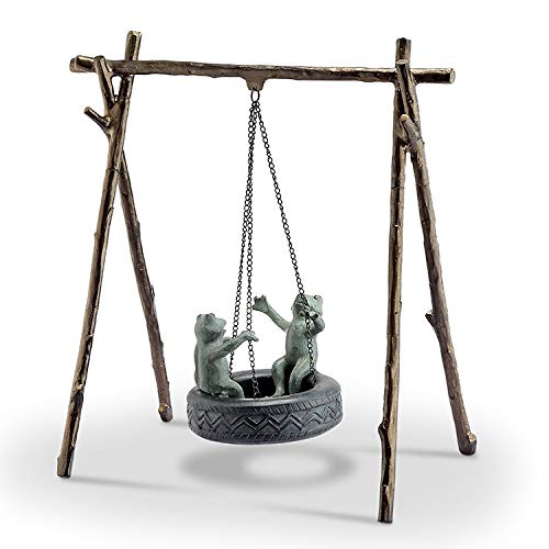 SPI Tire Swing Frogs Garden Sculpt