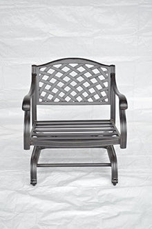 theWorldofpatio Nassau Cast Aluminum 6 Spring Rocker Club Chairs with Walnut Cushions Antique Bronze