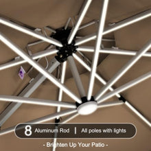 OROTLECT 132'' Double Top Solar Powered LED LightedRound Cantilever Umbrella With Base,Beige