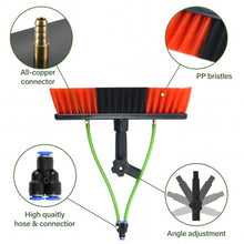 JHKJDS Solar Panel Cleaning Brush Extendable Pole Water Hose Fed Brush Window Cleaning Brush for Cleaning Solar Panel, Roof, Pool, RV,600cm