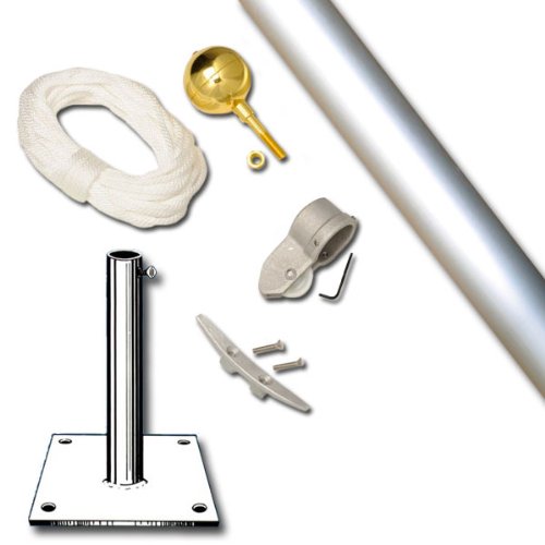 Eder Flag Franklin 10 Foot 1-1/2" Dia Roof Mount Set Clear Anodized Flagpole