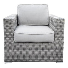 Living Source International 33" Wicker/Rattan Tufted Polyester Armchair and Ottoman Grey