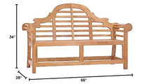 UKN Teak Wood Outdoor Garden Patio Double Bench Brown Traditional Backed Water Resistant