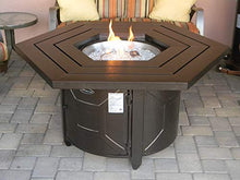 Hiland F-HEX-FPT Fire Pit Propane Heater w/Glass, Hexagon, Hammered Bronze