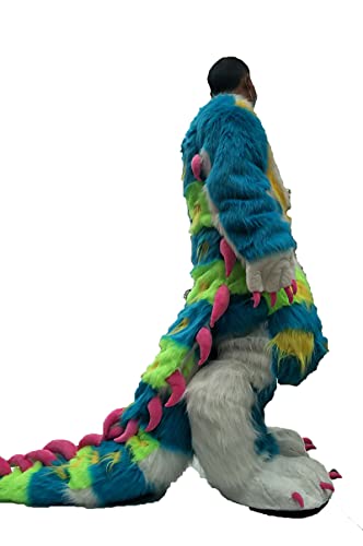 FurryMascot Custom Angel Dragon Plantigrade Fursuit Bodysuit Black/Blue/White