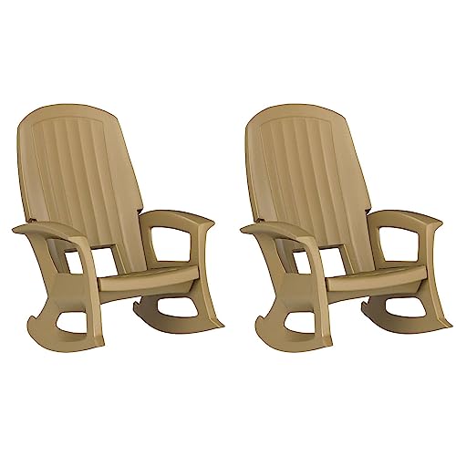 Semco Rockaway Heavy Duty All Weather Rocking Chair, Taupe, 2 Pack