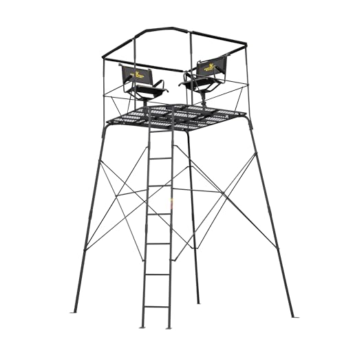 Rivers Edge Treestands 12’ 2-Man Quad Pod Tower Stand Black